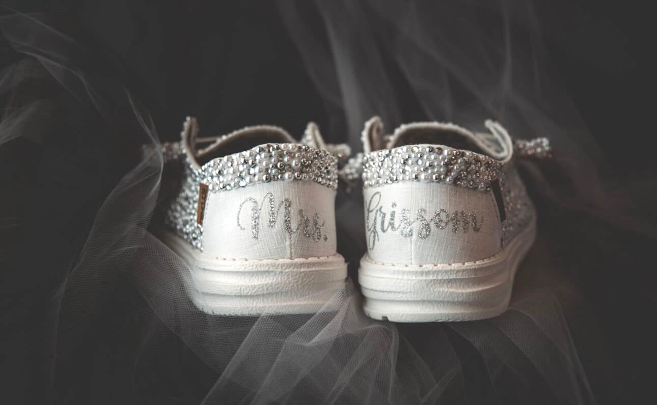 Custom Blinged Bridal Shoes| Luxury Pearl and Rhinestone Wedding Loafer for Bride (Maximum Coverage Edition)