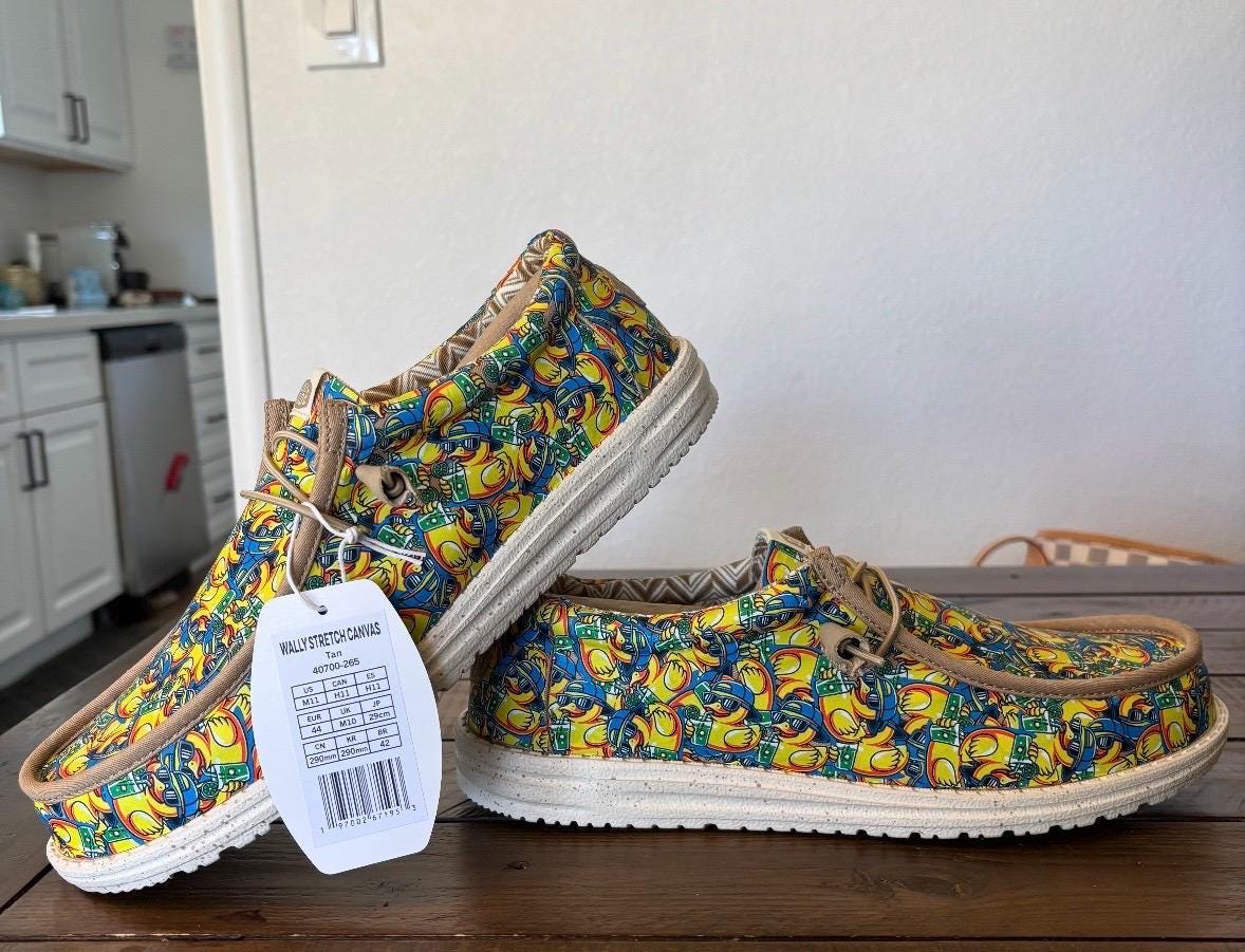 Custom Logo wrapped HeyDudes - Great gift for him, Groom Gift, Fathers day gift, Christmas gift, birthday gift, anniversary gift for him.