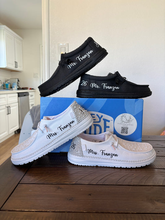 Custom Wedding/Pearl white Metallic Dude Shoes - Perfect Bridal shower gift, Anniversary gift, Christmas Gift, Gift for her, and more