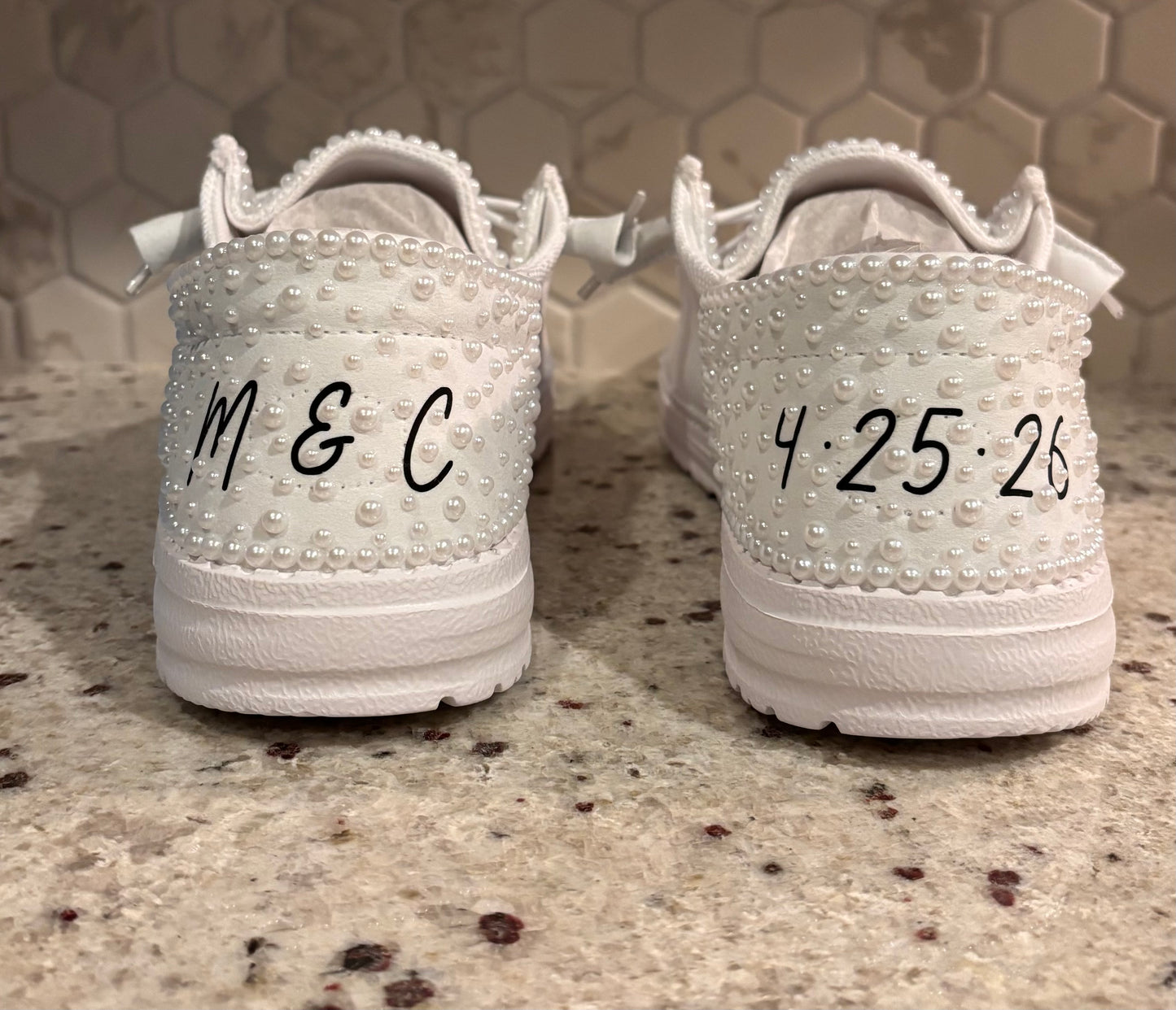 Custom Bridal Shoes| Pearl Wedding Loafer for Bride Sox Material (Smaller Pearls)