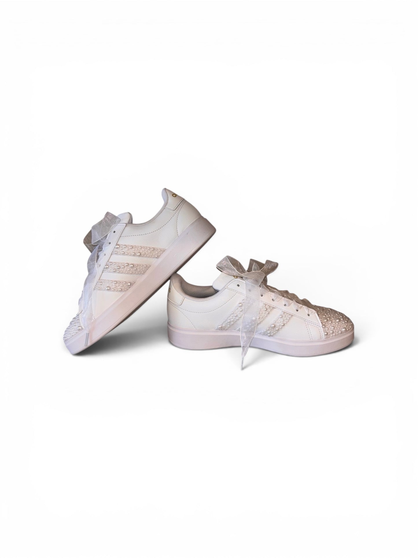 Custom Bridal Sneakers | Luxury Pearl Wedding Shoes for Bride (White 3.0 Edition)