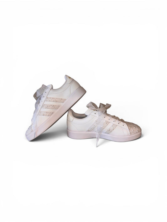 Custom Bridal Sneakers | Luxury Pearl Wedding Shoes for Bride (White 3.0 Edition)