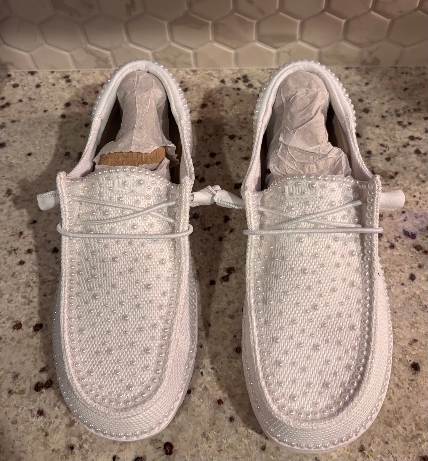 Custom Bridal Shoes| Pearl Wedding Loafer for Bride Sox Material (Smaller Pearls)