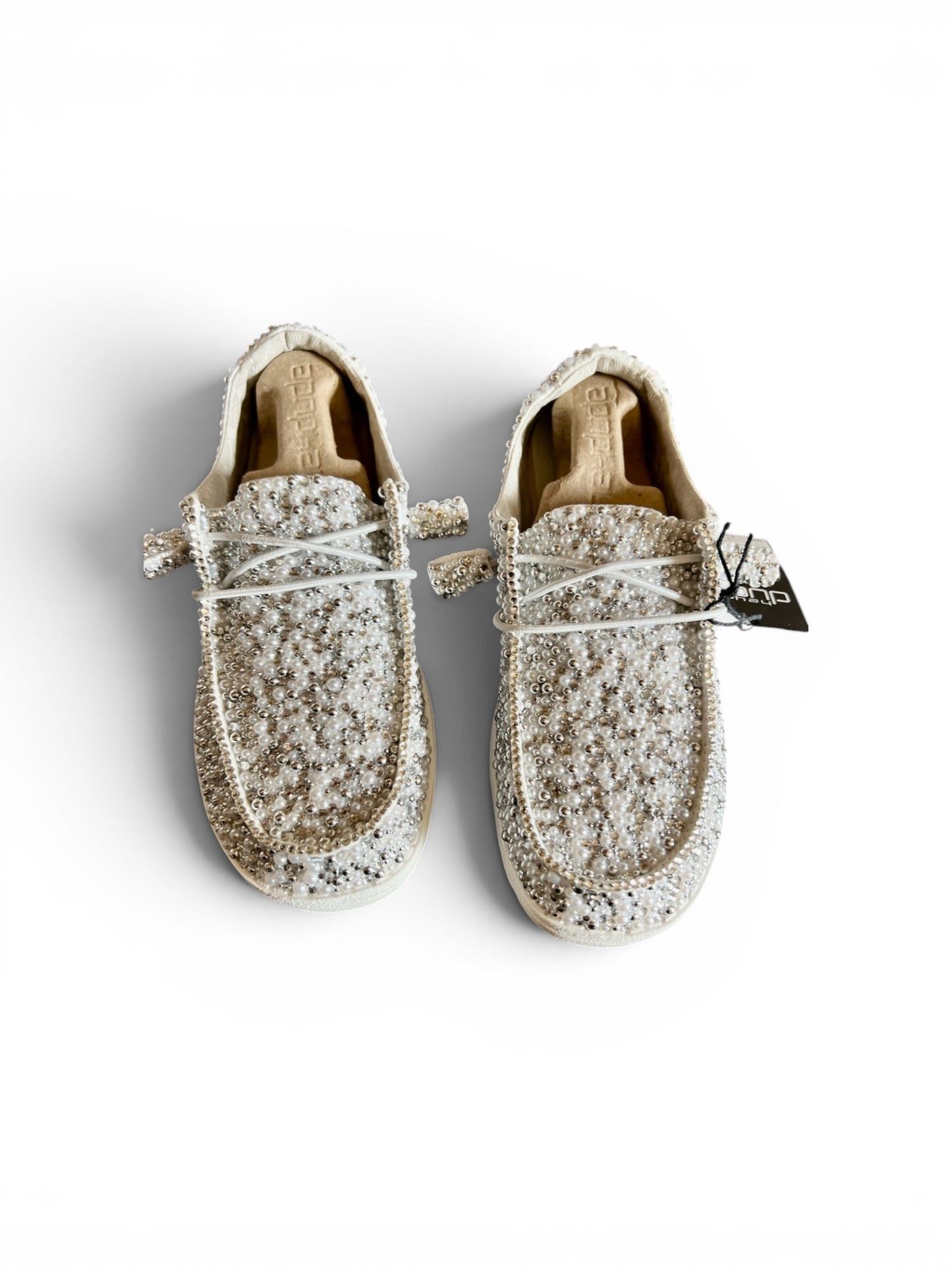 Custom Blinged Bridal Shoes| Luxury Pearl and Rhinestone Wedding Loafer for Bride (Maximum Coverage Edition)