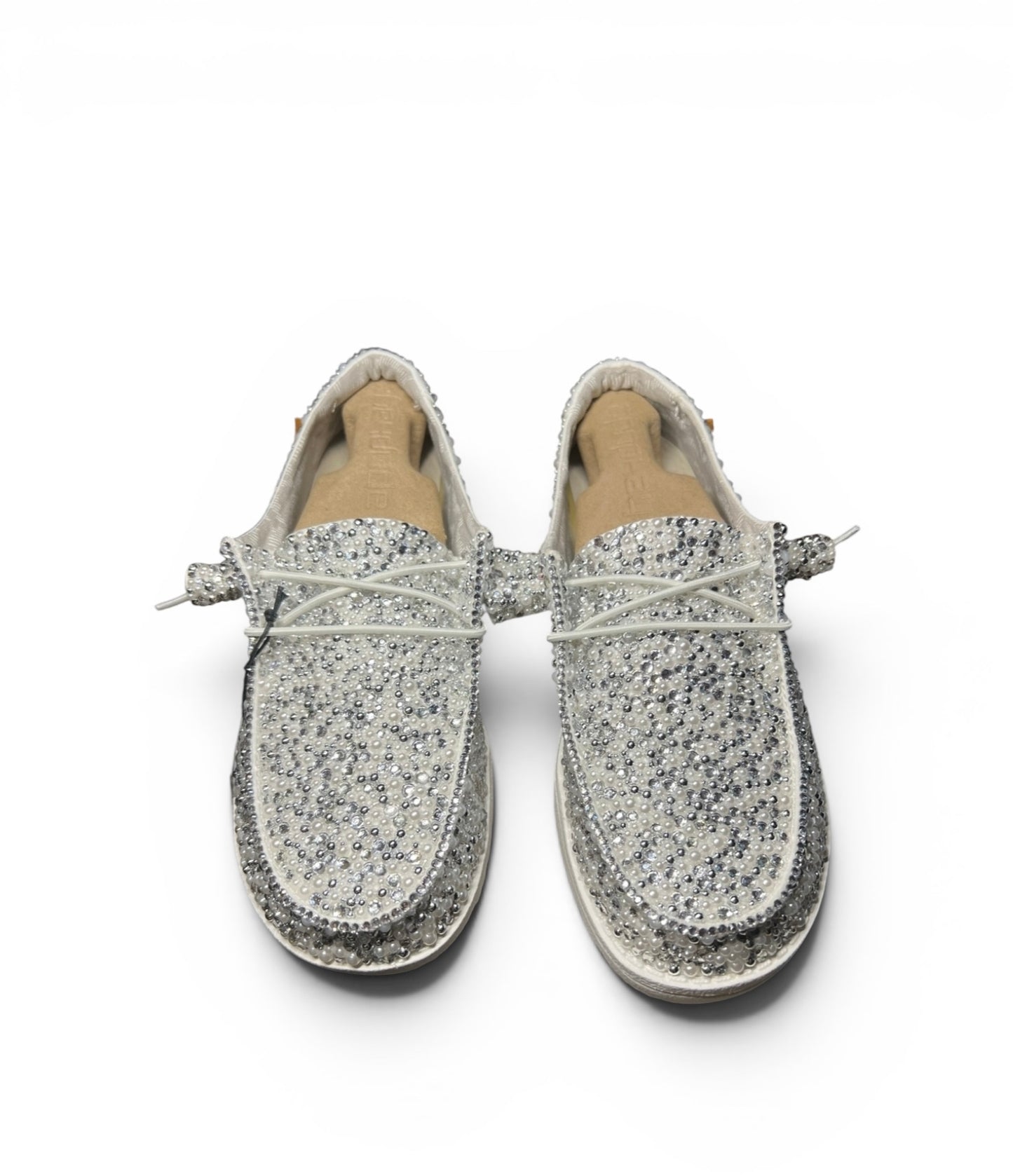 Custom Blinged Bridal Shoes| Luxury Pearl and Rhinestone Wedding Loafer for Bride (Maximum Coverage Edition)