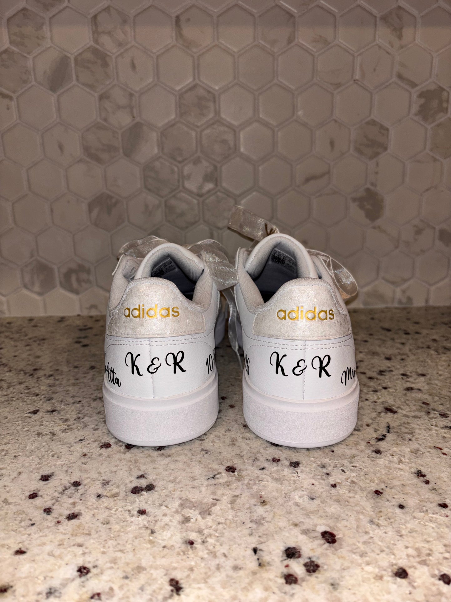 Custom Glitter Bridal Sneakers | Luxury Personalized Wedding Shoes for Bride with or without writting (White Glitter),