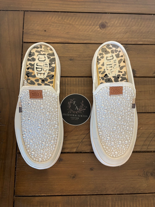 Custom Wedding/Pearl Austin Lift Dude Shoes Full Coverage Mix - Perfect Bridal shower gift, Anniversary gift, Christmas Gift, Gift for her, and more!