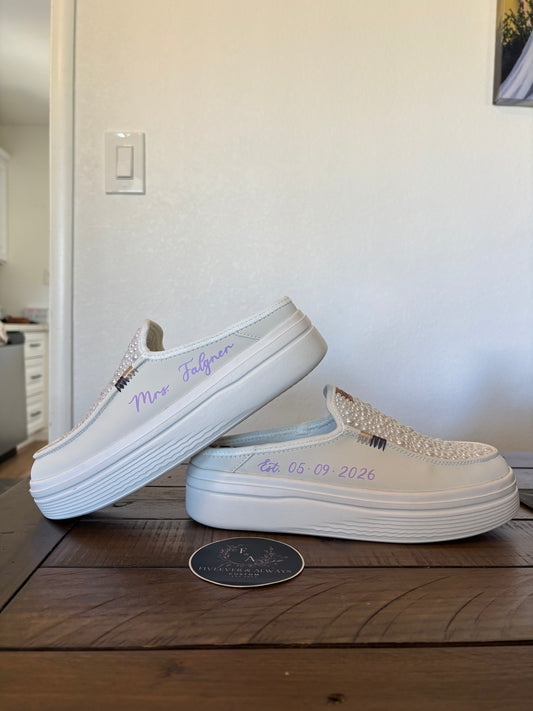 Custom Wedding/Pearl Austin Lift Dude Shoes Full Coverage Mix - Perfect Bridal shower gift, Anniversary gift, Christmas Gift, Gift for her, and more!