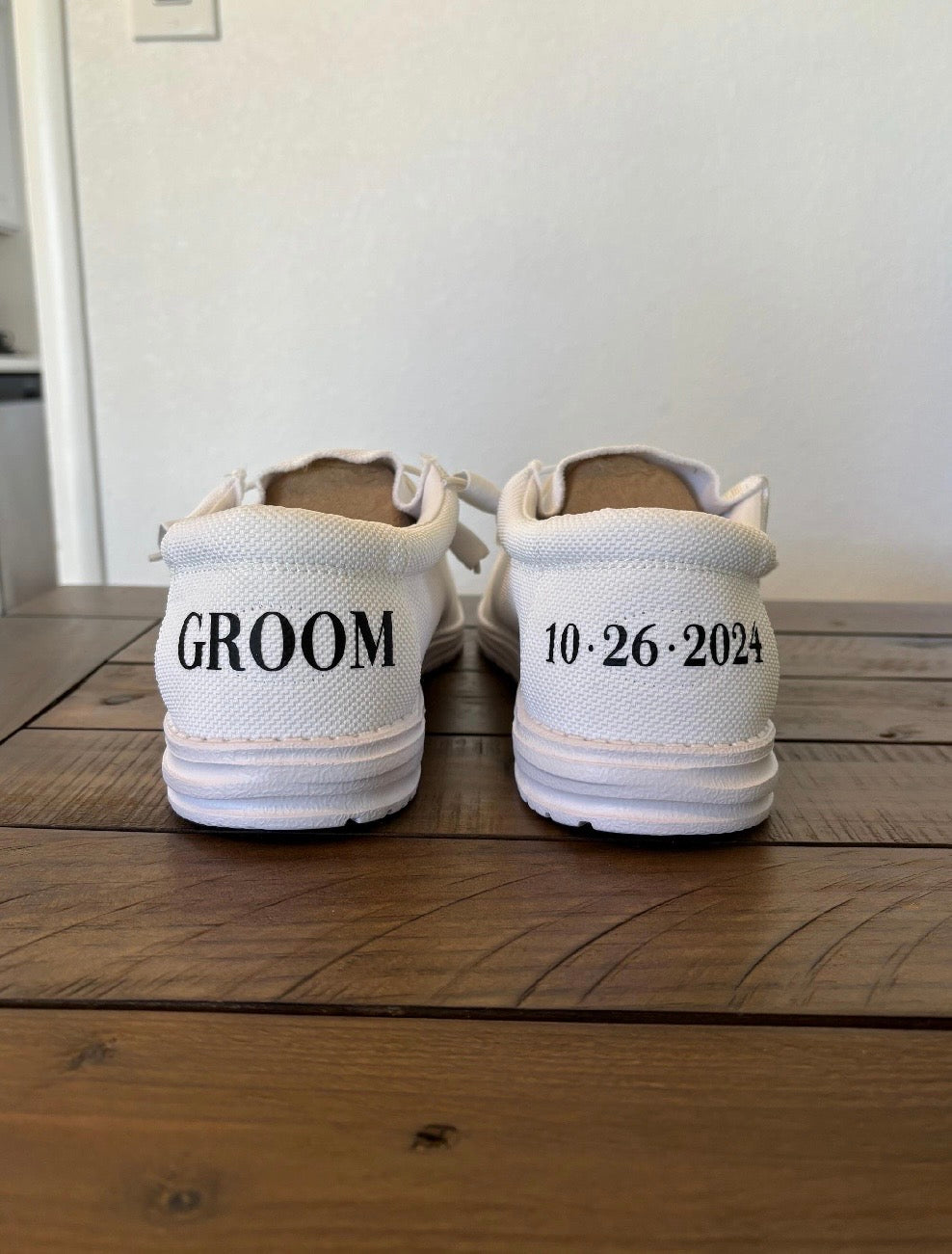Men's Wedding Custom Dude Shoes (White Canvas) - Perfect gift for him, Groom Gift, Fathers day gift, Christmas gift, birthday gift & more!