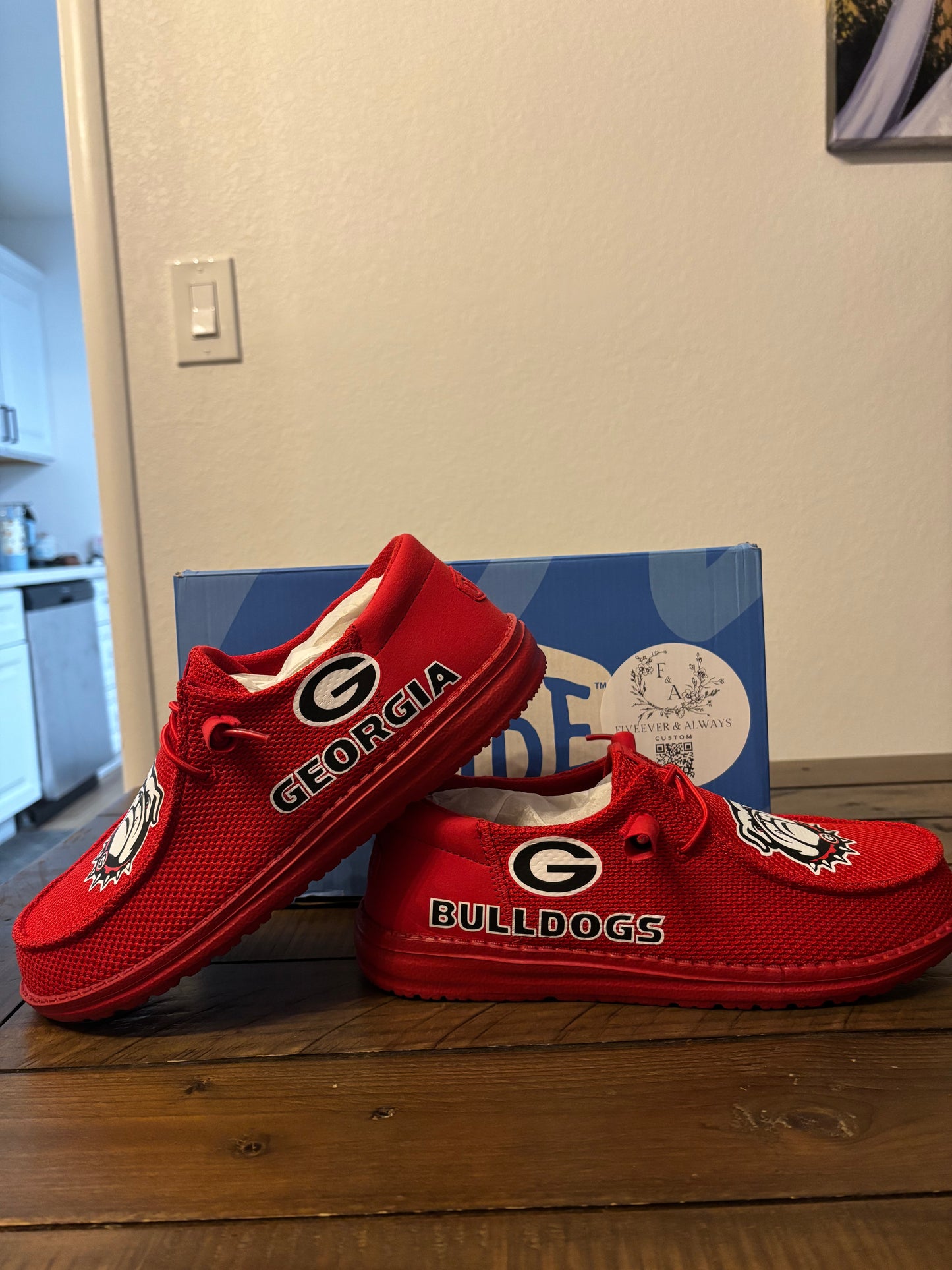 Georgia Bulldog Dude Shoes (Red) - perfect Christmas gift, gift for him, graduation gift, gift for her, birthday gift, anniversary gift & more!