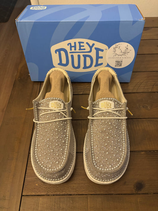 Custom Wedding/Pearl Gold Metallic Dude Shoes - Perfect Bridal shower gift, Anniversary gift, Christmas Gift, Gift for her, and more