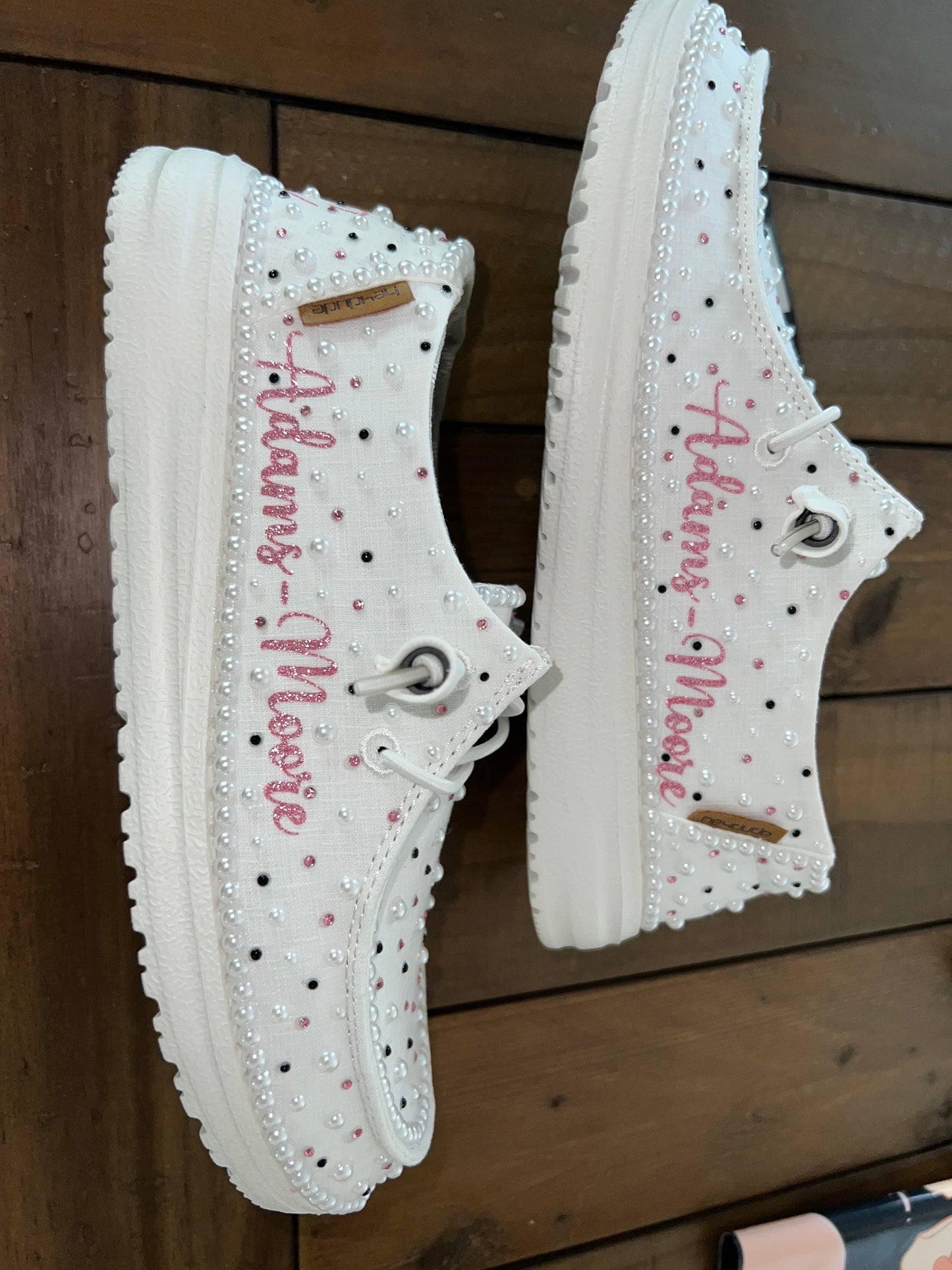 Custom Pearl & Rhinestone / Wedding Dude Shoes - Smaller Pearls