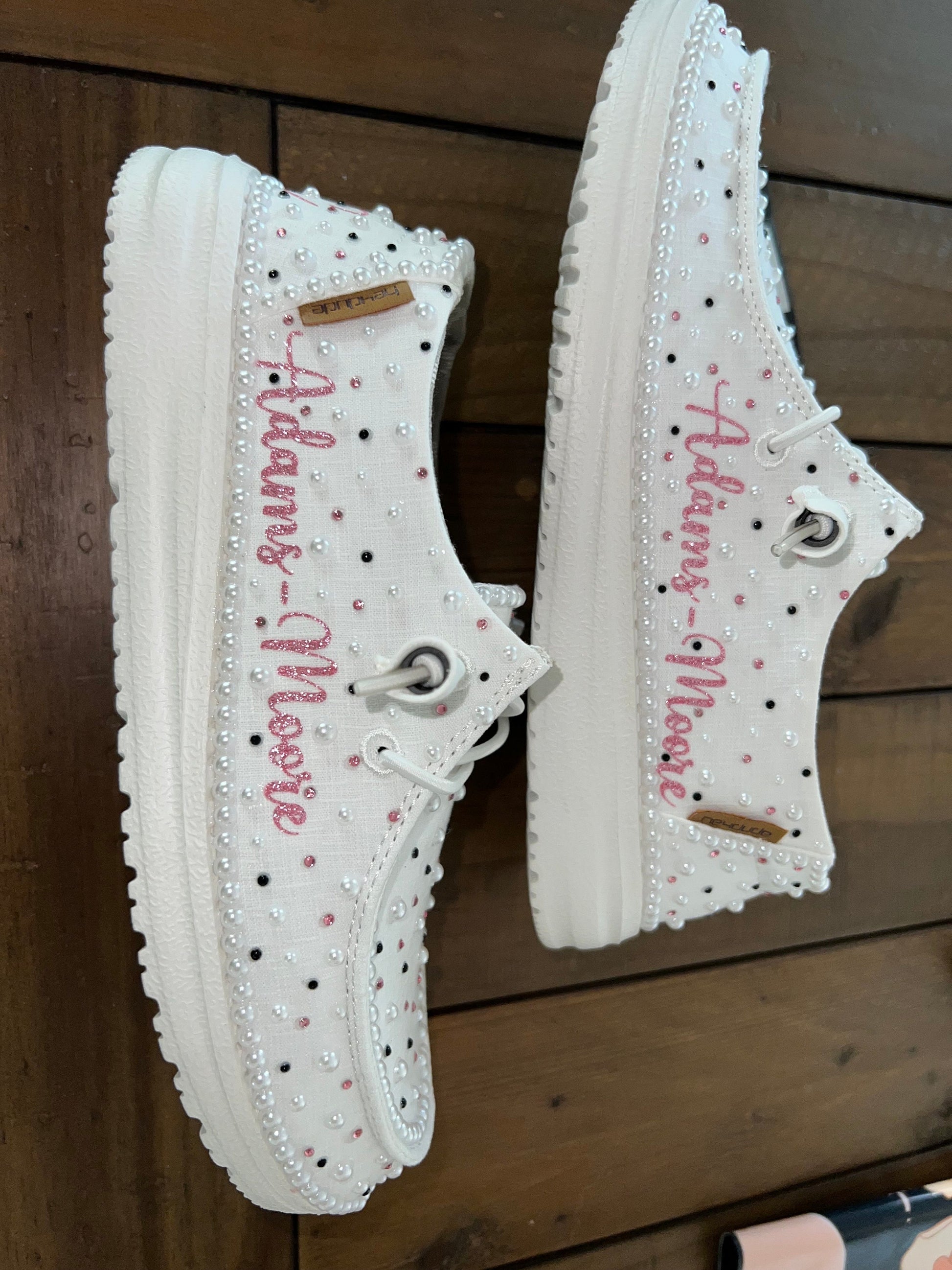 Custom Pearl & Rhinestone / Wedding Dude Shoes - Smaller Pearls
