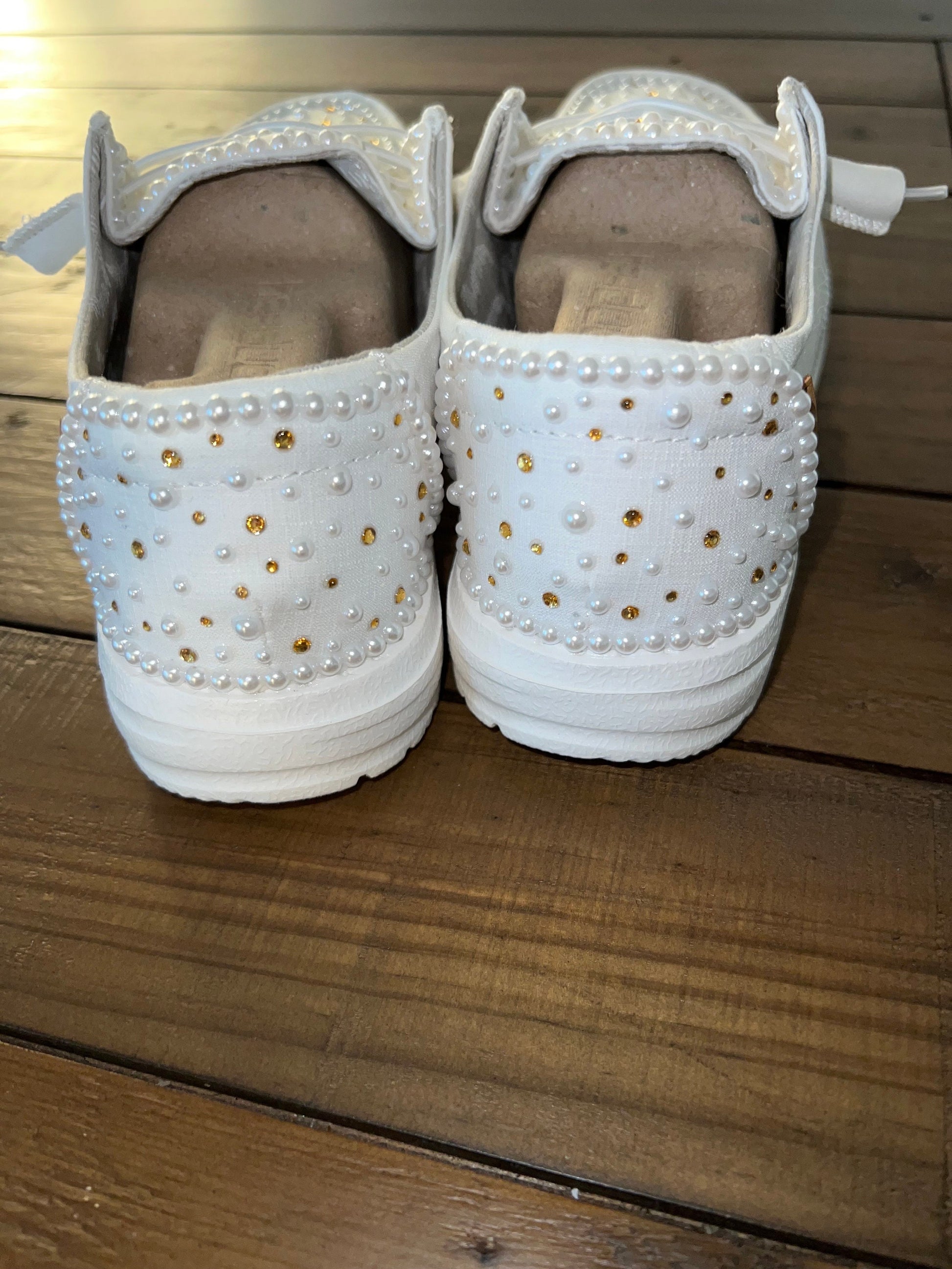 Custom Pearl & Rhinestone / Wedding Dude Shoes - Smaller Pearls