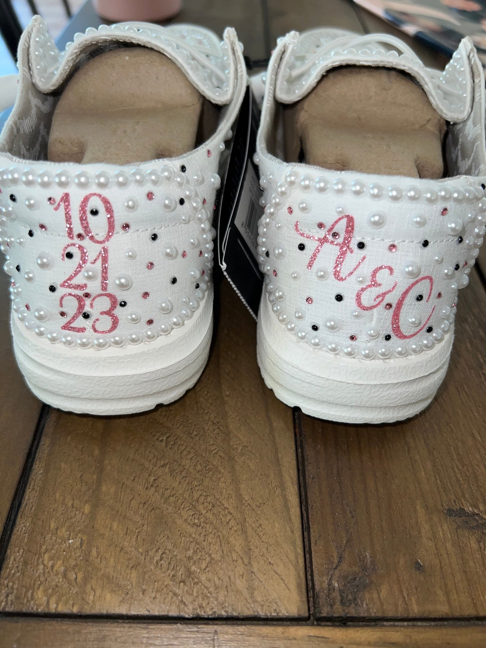 Custom Pearl & Rhinestone / Wedding Dude Shoes - Smaller Pearls