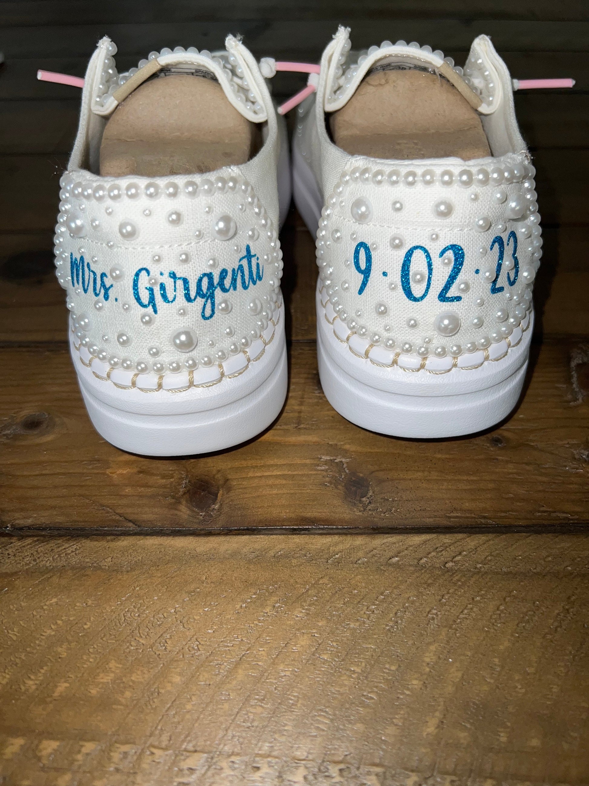 Custom Wedding / Pearl Wendy Rise Dude Shoes - Larger Pearls