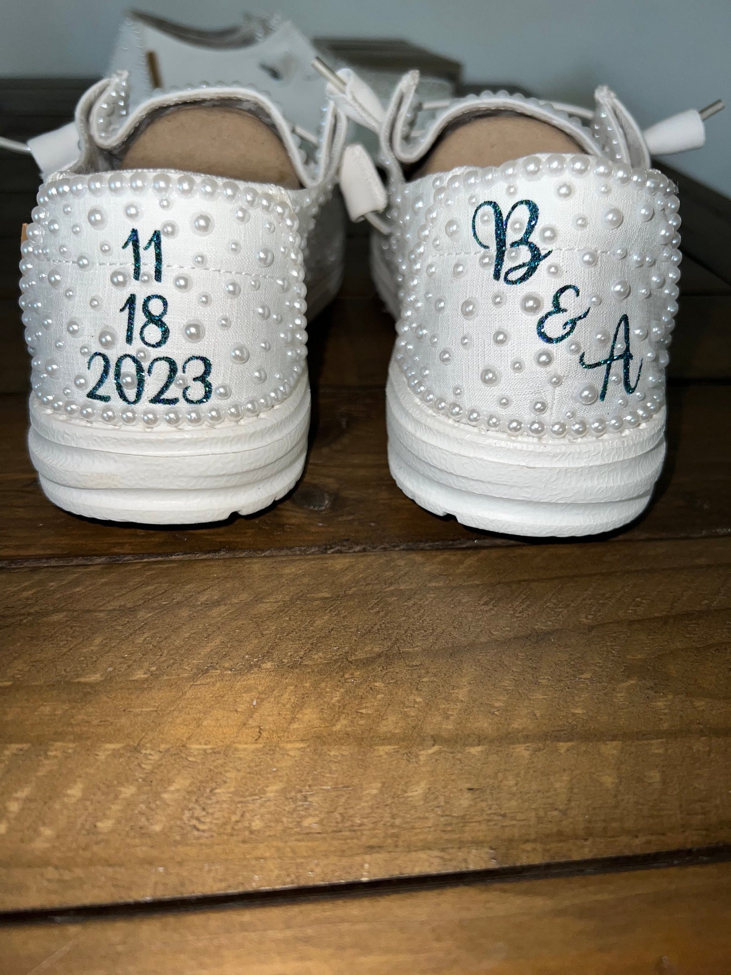 Custom Wedding/Pearl Dude Shoes (smaller pearls) - Perfect Bridal shower gift, Anniversary gift, Christmas Gift, Gift for her, and more!