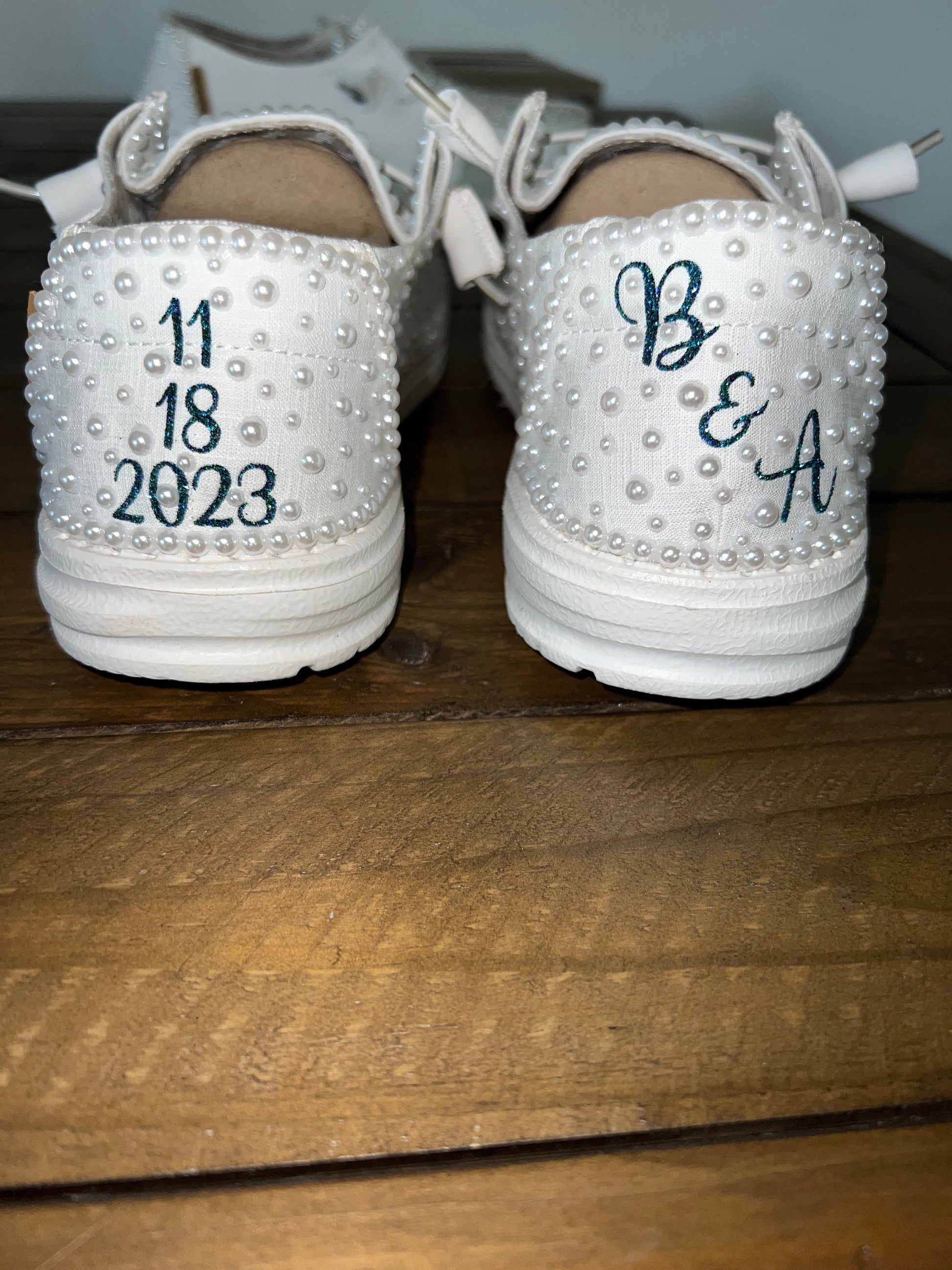 Custom Wedding/Pearl Dude Shoes (smaller pearls) - Perfect Bridal shower gift, Anniversary gift, Christmas Gift, Gift for her, and more!
