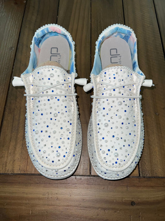 Custom Pearl & Rhinestone / Wedding Dude Shoes - Larger Pearls