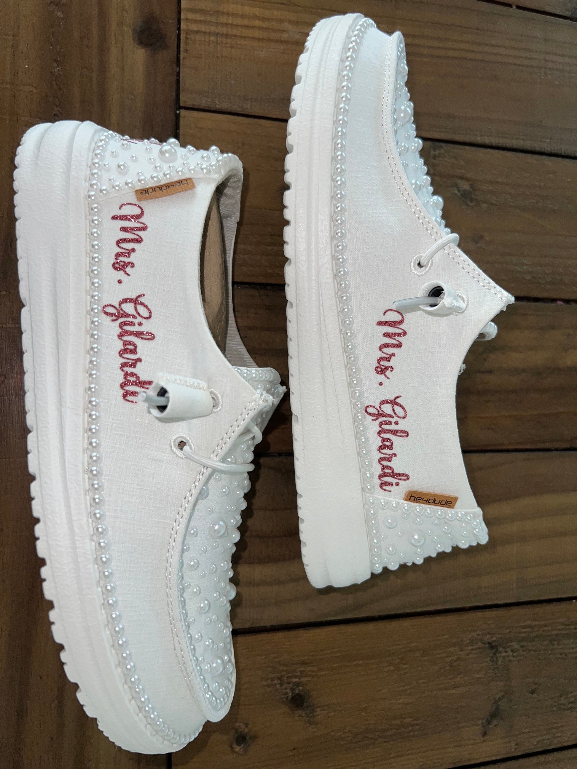 Custom Wedding/Pearl Dude Shoes(larger pearls)-Great custom gifts, Bridal shower gift, Anniversary gift, Christmas Gift, Gift for her & more