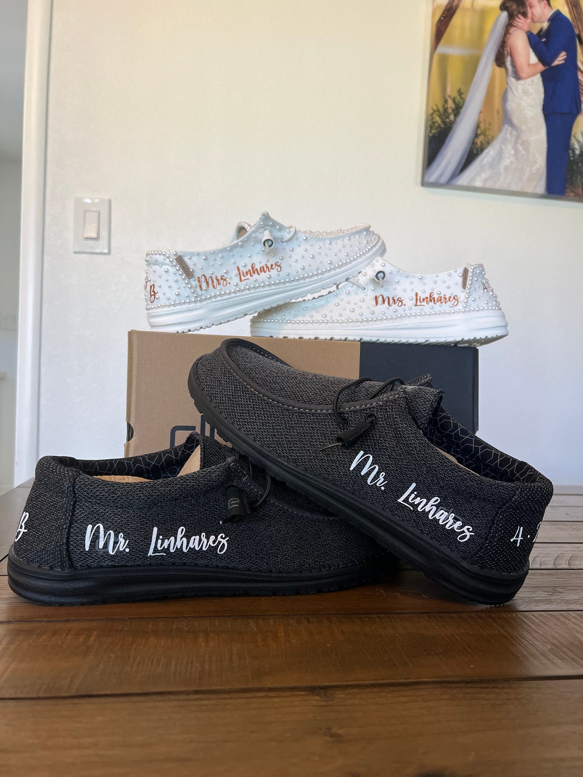 Men's / Wedding Custom Dude Shoes (Black Wally) - Perfect gift for him, Groom Gift, Fathers day gift, Christmas gift, birthday gift & more!