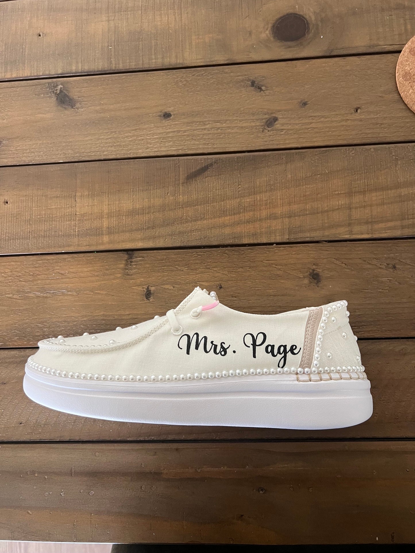 Custom Wedding / Pearl Wendy Rise Dude Shoes - Smaller Pearls