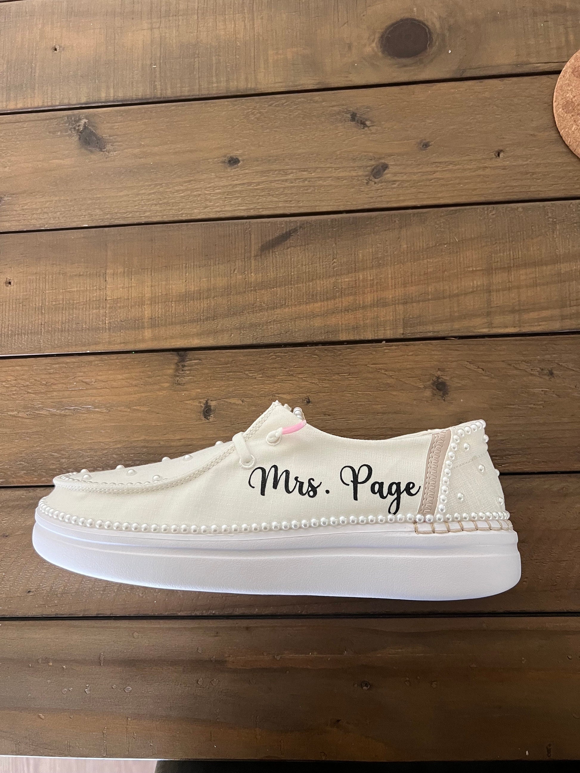 Custom Wedding / Pearl Wendy Rise Dude Shoes - Smaller Pearls