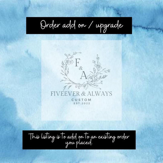 Adding to an existing order - this is in case you ordered the wrong style and need to add wording or pearl coverage to an existing order!