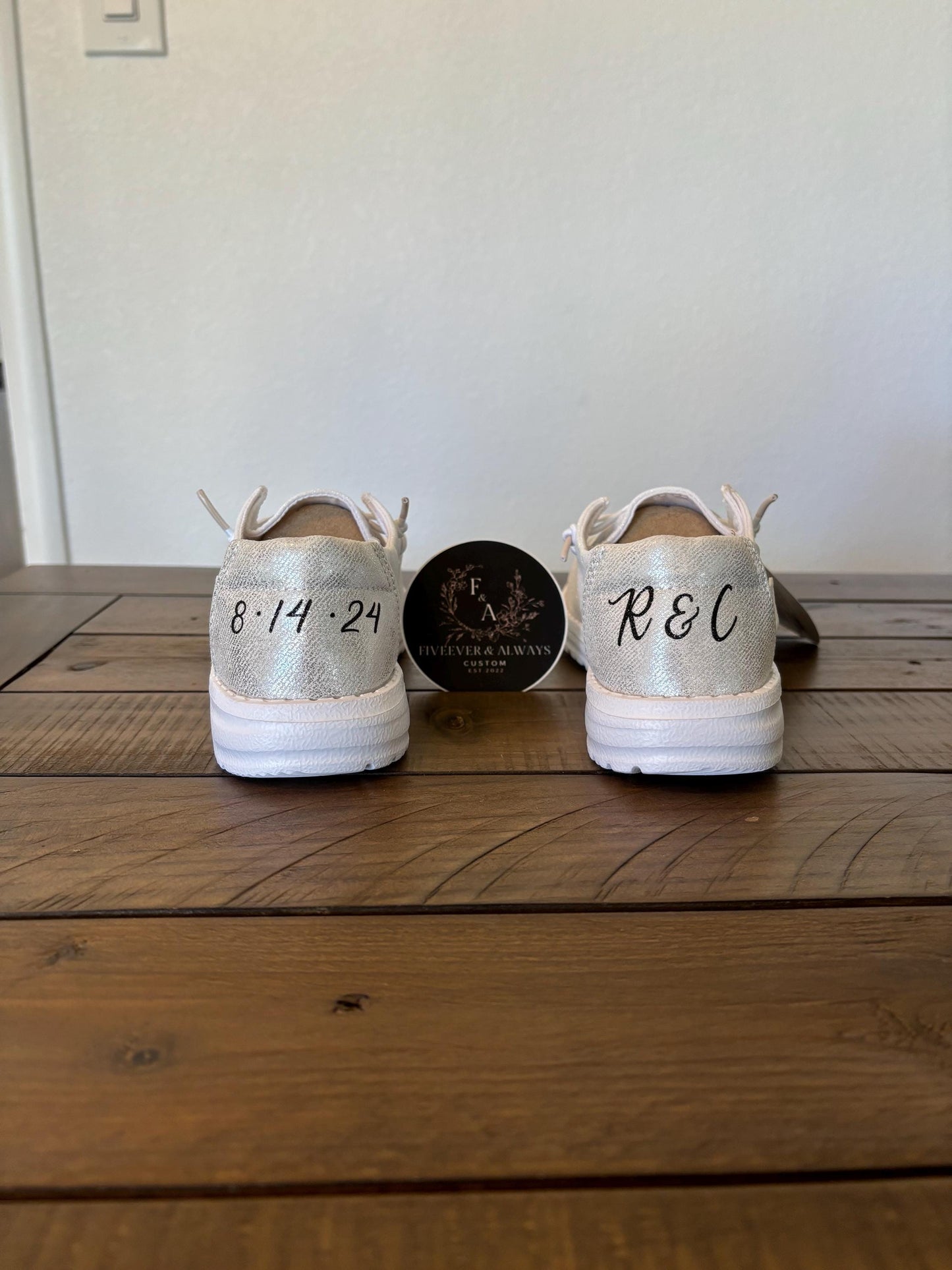 Womens / Wedding Custom Sparkly White Dude Shoes - Perfect a Bridal shower gift, Anniversary gift, Christmas Gift, Gift for her.