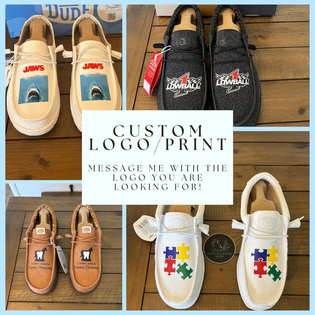 Custom Logo HeyDudes - Great gift for him, Groom Gift, Fathers day gift, Christmas gift, birthday gift, anniversary gift for him, & more