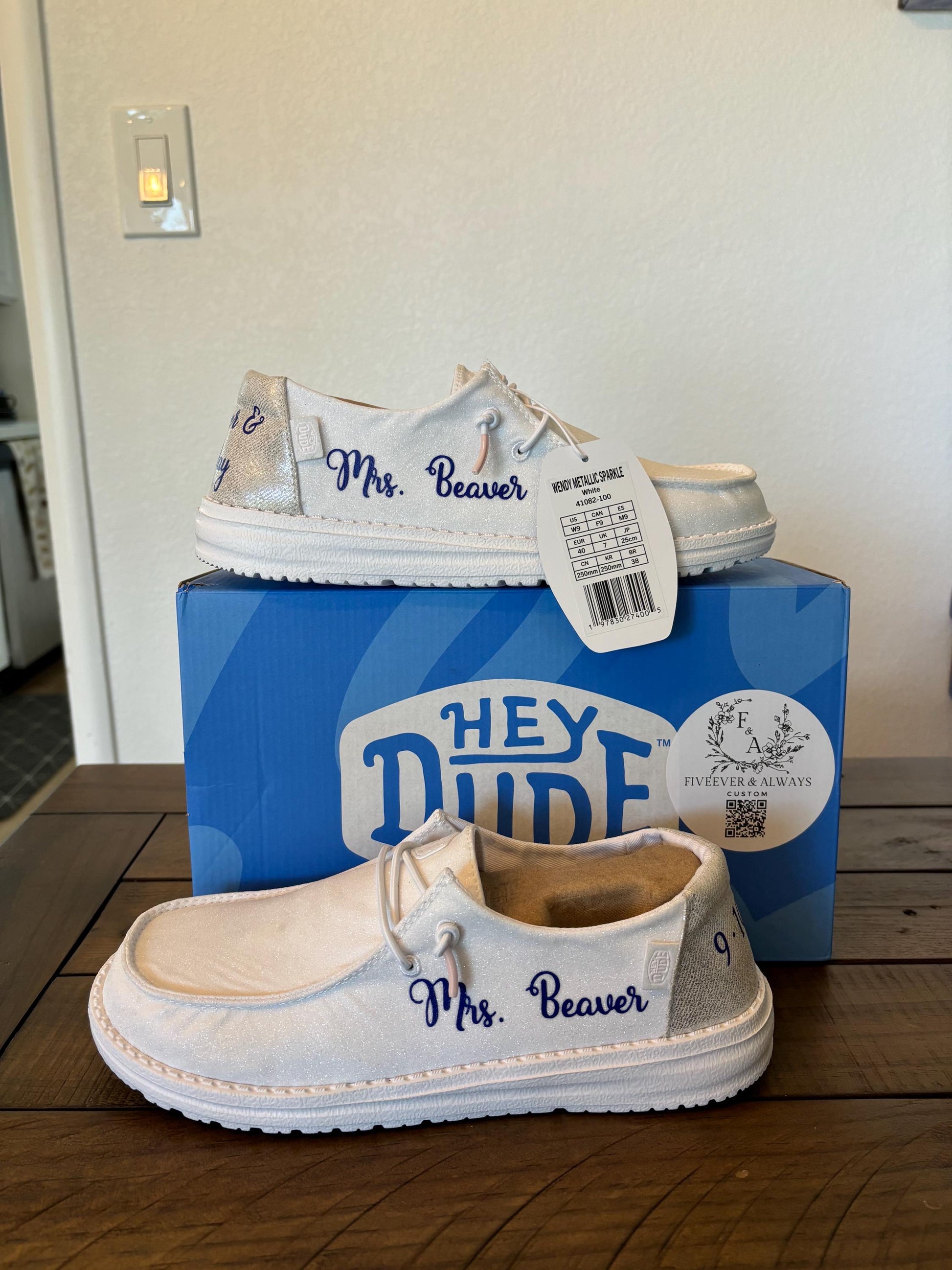 Womens / Wedding Custom Sparkly White Dude Shoes - Perfect a Bridal shower gift, Anniversary gift, Christmas Gift, Gift for her.