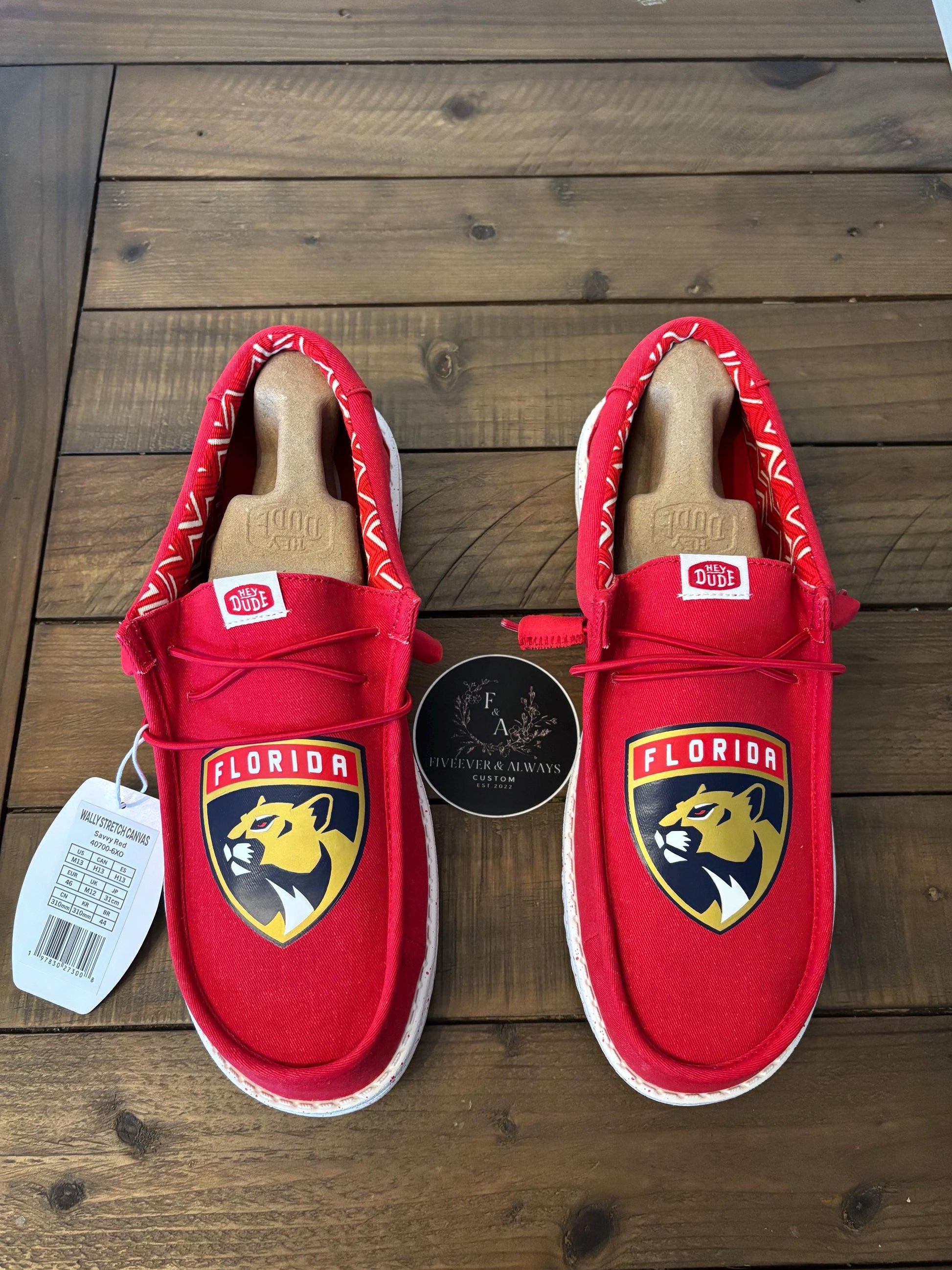 Panthers Hockey Dude Shoe- Great gift for him, Groom Gift, Fathers day gift, Christmas gift, birthday gift, anniversary gift for him, & more