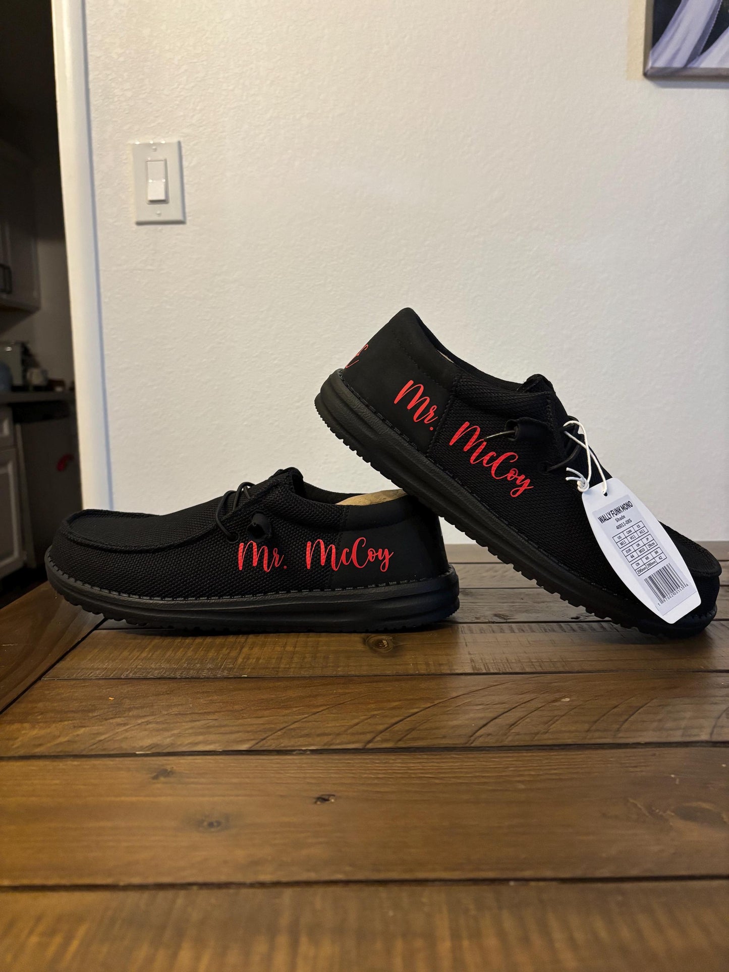 Men's / Wedding Custom Dude Shoes (Black Wally) - Perfect gift for him, Groom Gift, Fathers day gift, Christmas gift, birthday gift & more!