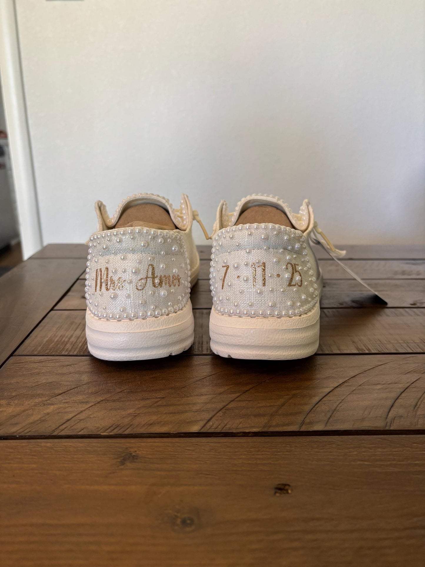Custom Wedding/Pearl Lace Dude Shoes - Perfect Bridal shower gift, Anniversary gift, Christmas Gift, Gift for her, and more