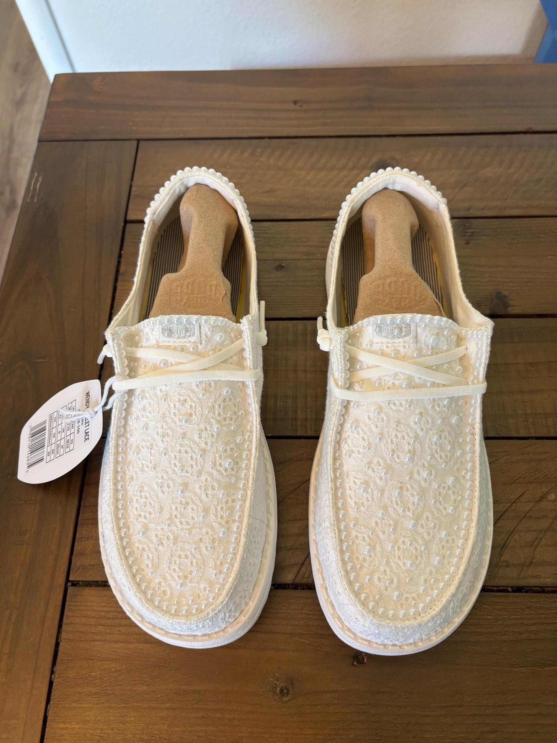 Custom Wedding/Pearl Lace Dude Shoes - Perfect Bridal shower gift, Anniversary gift, Christmas Gift, Gift for her, and more
