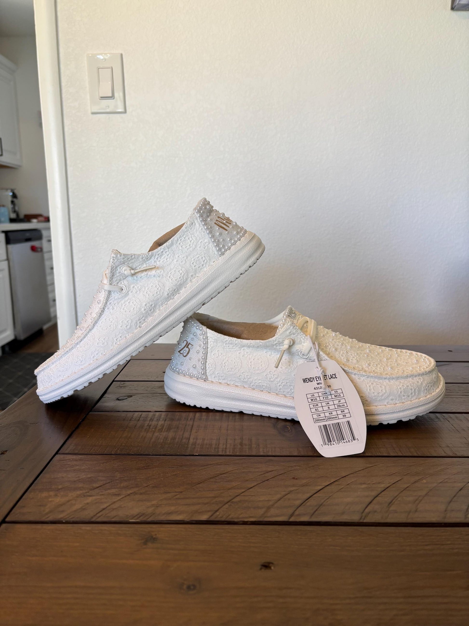 Custom Wedding/Pearl Lace Dude Shoes - Perfect Bridal shower gift, Anniversary gift, Christmas Gift, Gift for her, and more