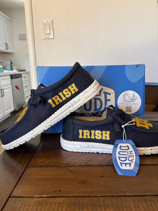 Fighting Irish ND Dude Shoes - perfect Christmas gift, gift for him, graduation gift, gift for her, birthday gift, anniversary gift & more!