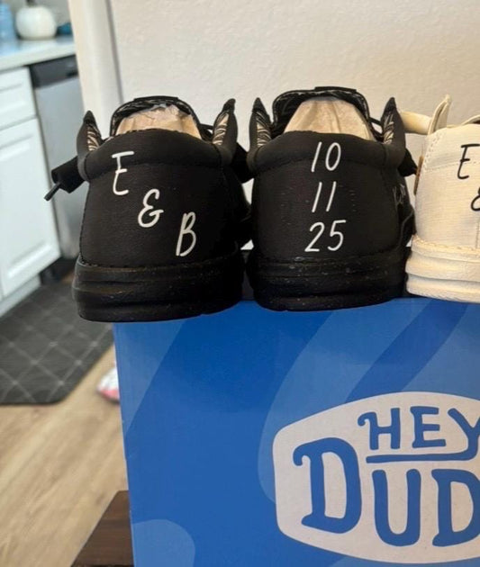 Men's / Wedding Custom Dude Shoes (Black Canvas) - Perfect gift for him, Groom Gift, Fathers day gift, Christmas gift, birthday gift & more!