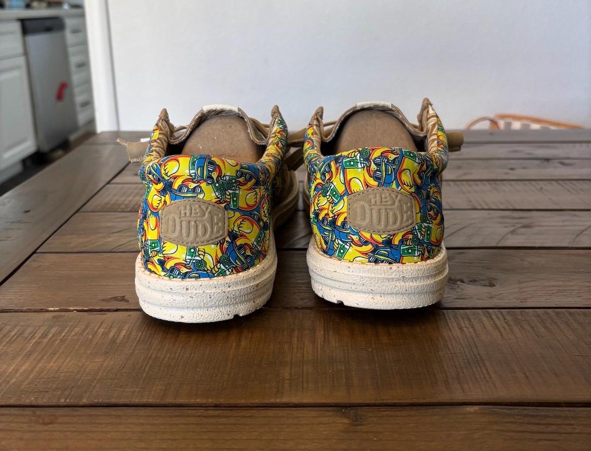 Custom Logo wrapped HeyDudes - Great gift for him, Groom Gift, Fathers day gift, Christmas gift, birthday gift, anniversary gift for him.