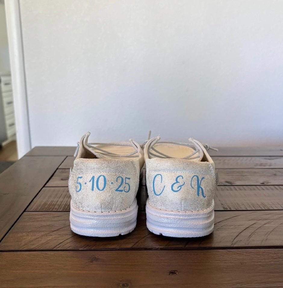 Wedding x Sport Custom Dude Shoes - Perfect Bridal shower gift, Anniversary gift, Christmas Gift, Gift for her, gift for him, gift for them.