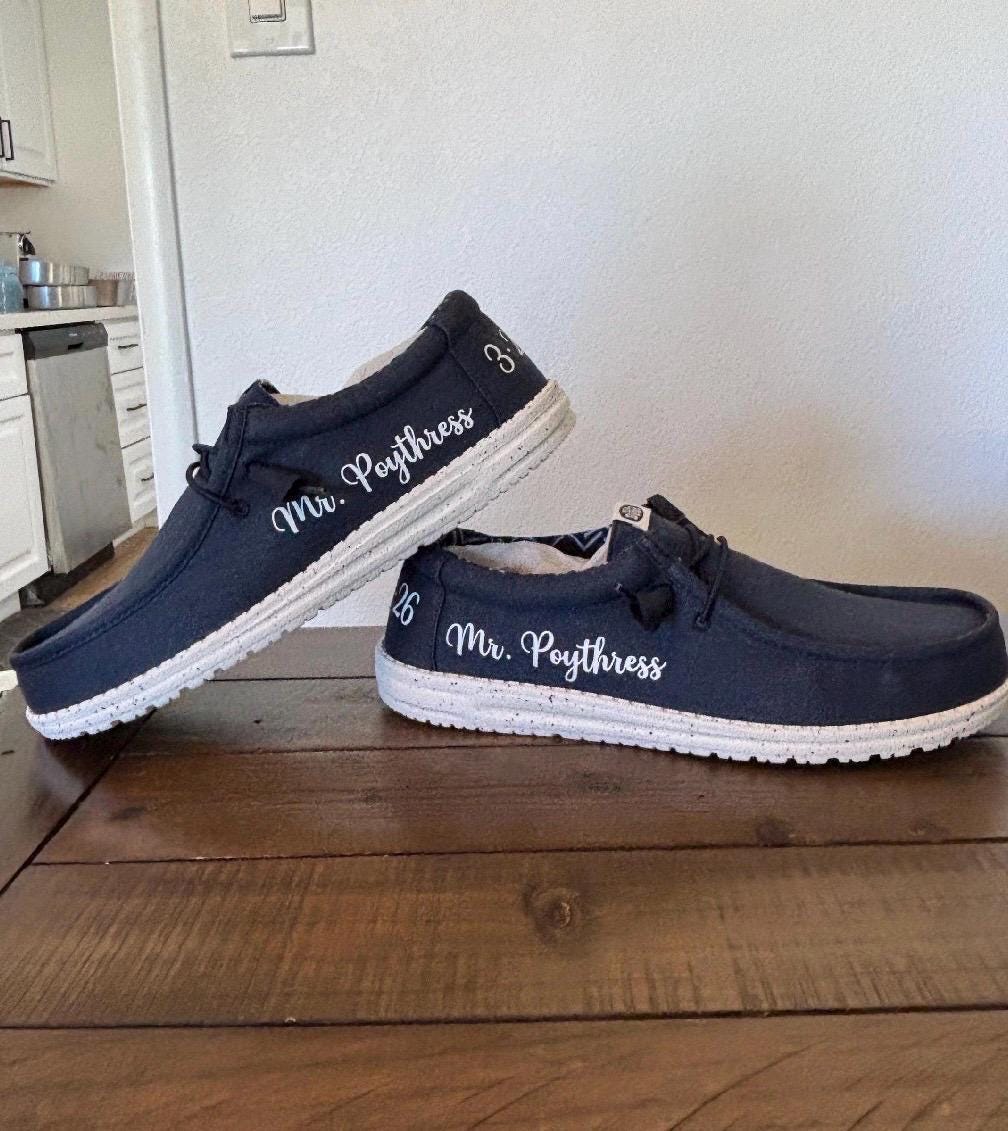 Men's / Wedding Custom Dude Shoes (Navy Canvas) - Perfect gift for him, Groom Gift, Fathers day gift, Christmas gift, birthday gift & more!