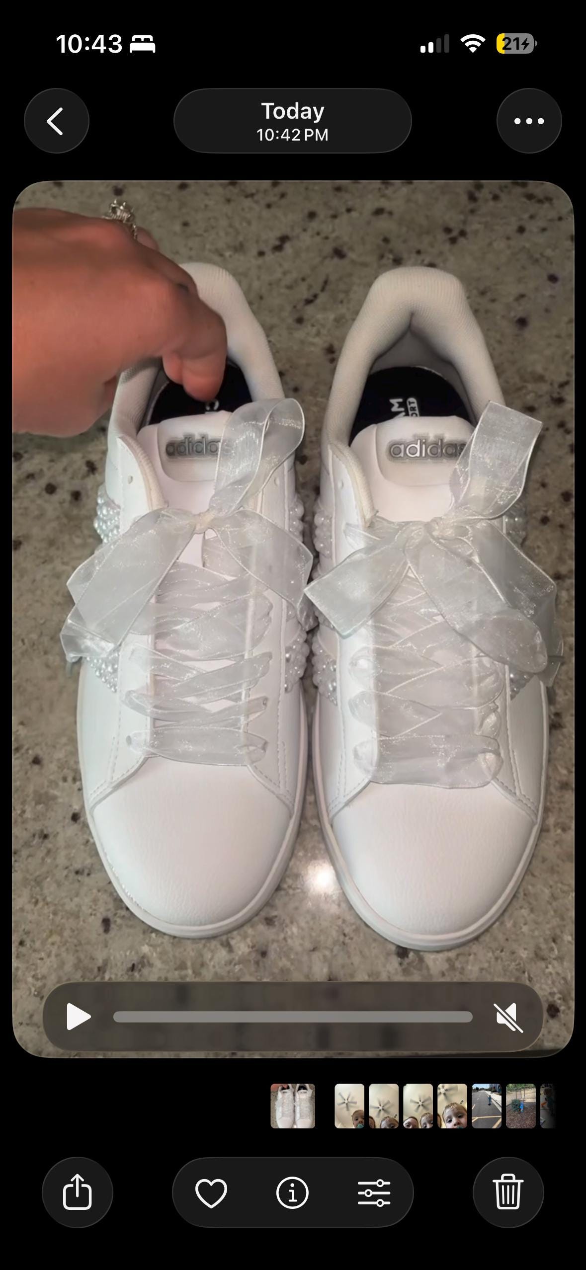 Custom Wedding Pearl Adidas Grand Court 3.0 - Perfect Bridal shower gift, Anniversary gift, Christmas Gift, Gift for her, and more!