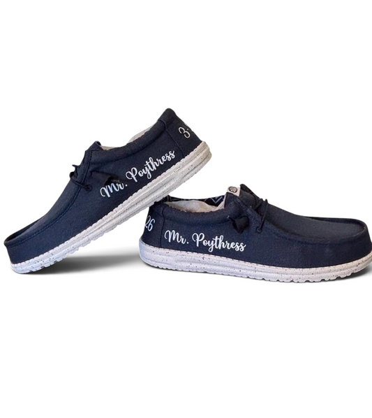 Custom Men’s Wedding Shoes | Personalized Groom Sneakers | Navy Canvas