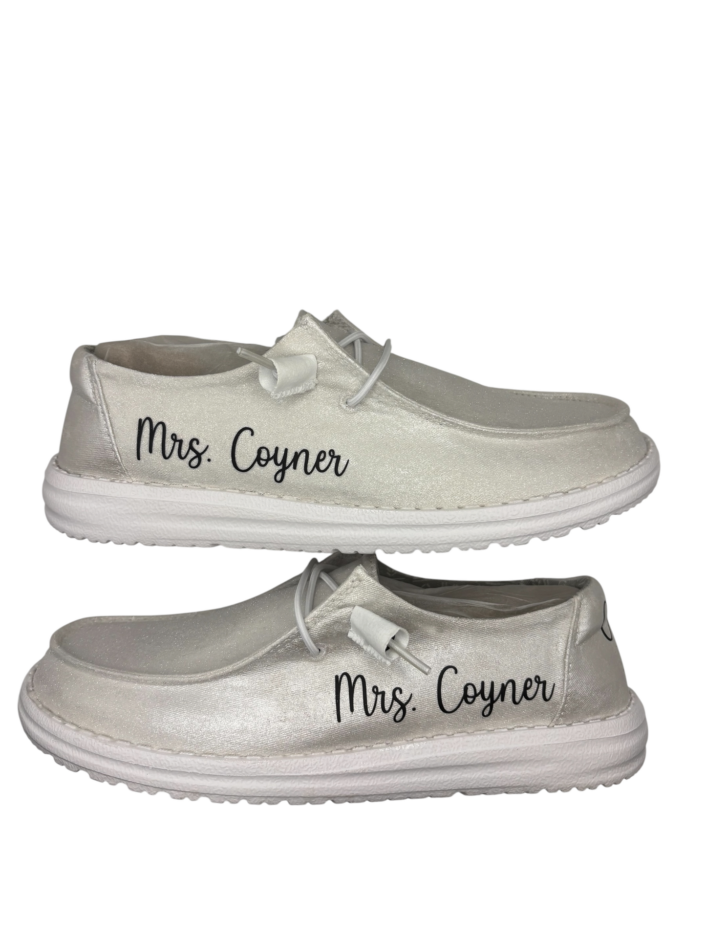 Custom Glitter Wedding Shoe | White Sparkly Metallic Wedding Loafer for Bride