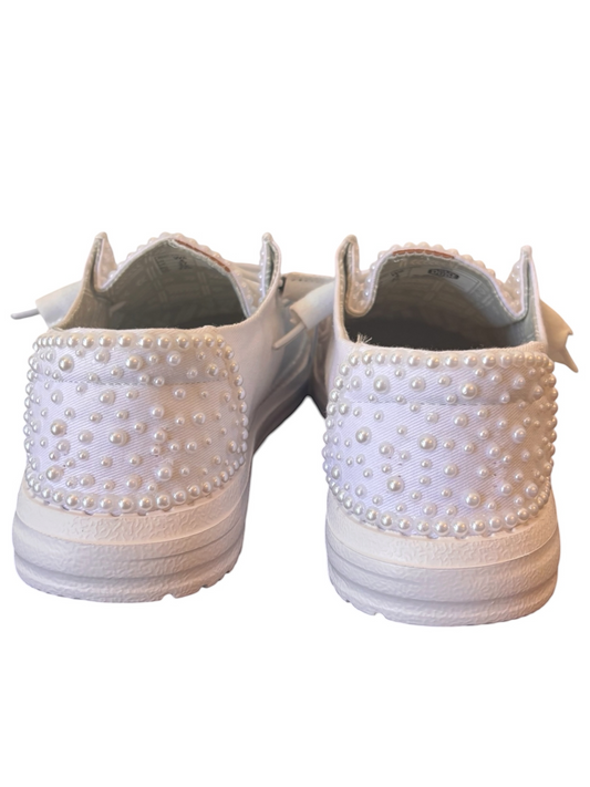 Custom Bridal Shoes| Pearl Wedding Loafer for Bride (Smaller Pearls)