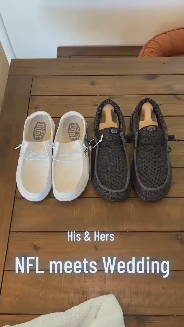 Wedding x Sport Custom Dude Shoes - Perfect Bridal shower gift, Anniversary gift, Christmas Gift, Gift for her, gift for him, gift for them.