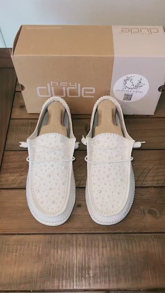 Custom Wedding/Pearl Dude Shoes(larger pearls)-Great custom gifts, Bridal shower gift, Anniversary gift, Christmas Gift, Gift for her & more